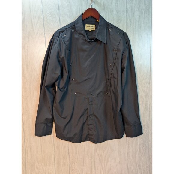 Vintage Ely Diamond Pearl Snap Chef Shirt Mens XL Long Sleeve Adult Black - Picture 1 of 6